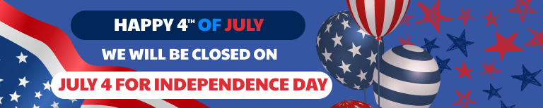 We will be closed on Friday, July 4th for Independence Day